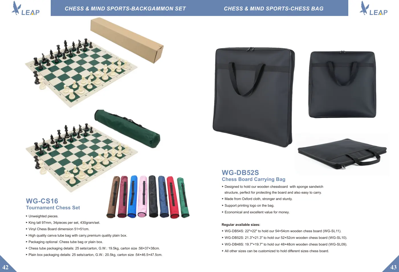 Chess Bags · Catalogue sheet 1