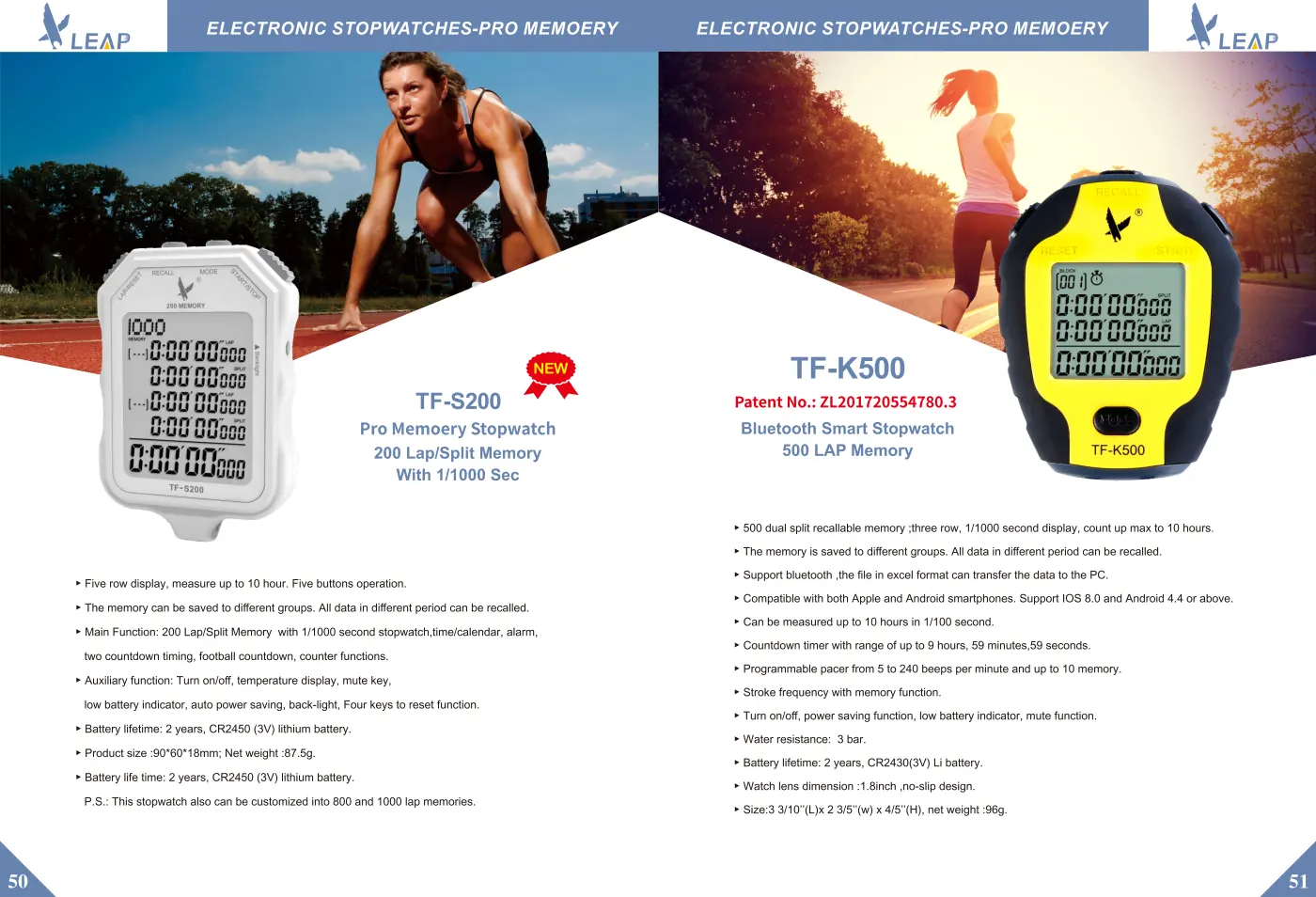 Electronic Stopwatches · Catalogue sheet 1