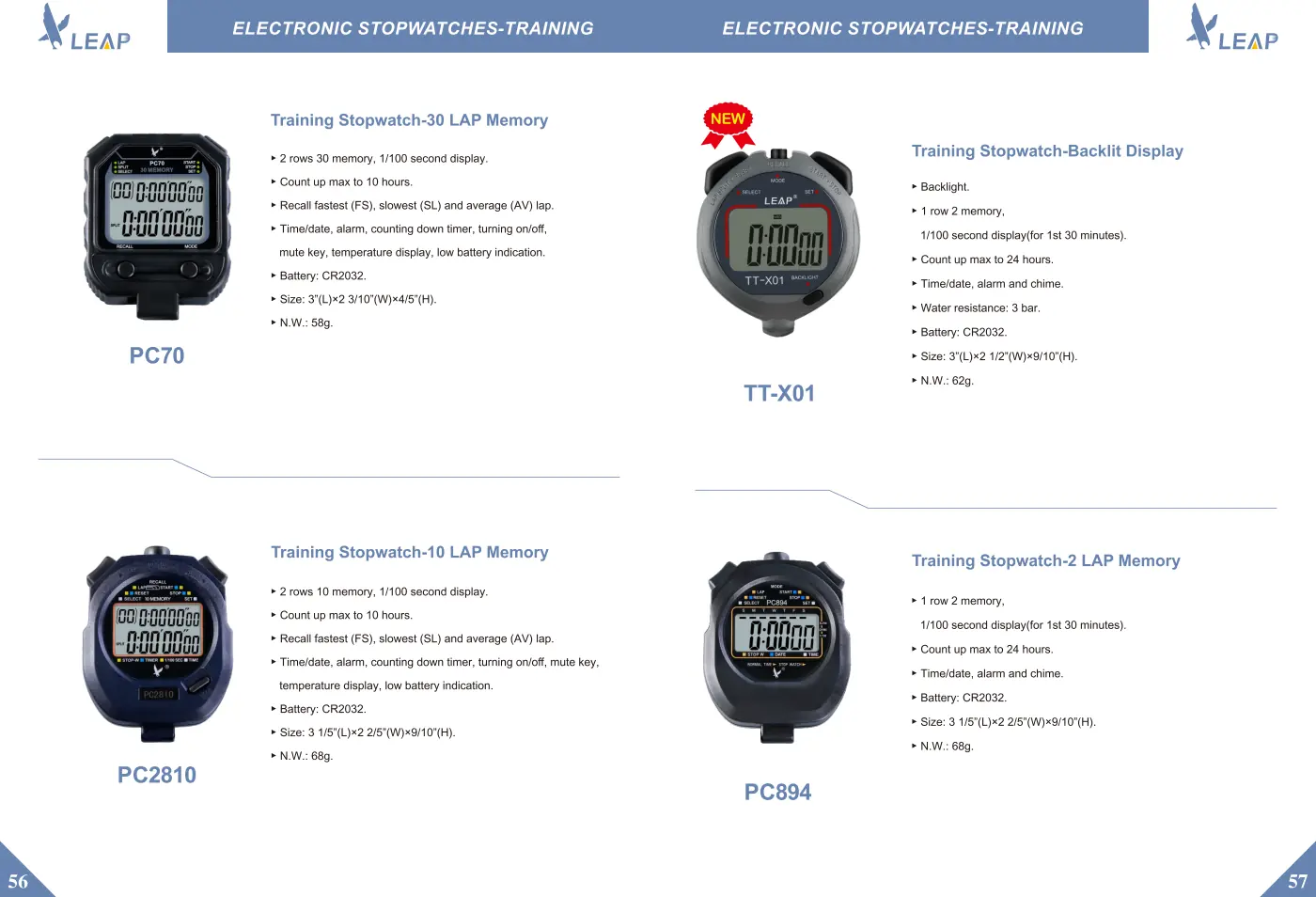 Electronic Stopwatches · Catalogue sheet 4