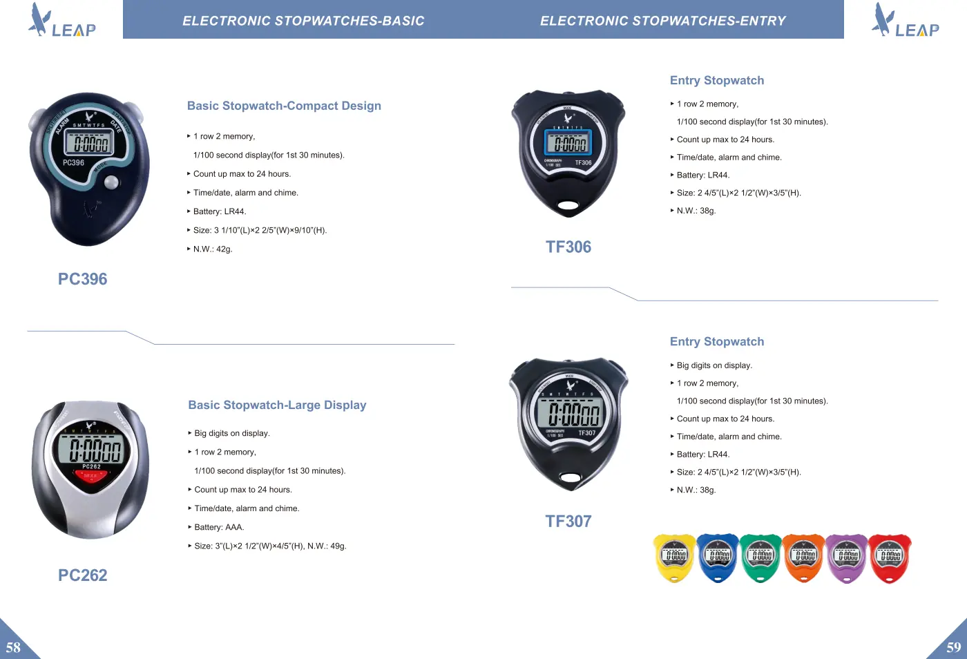 Electronic Stopwatches · Catalogue sheet 5