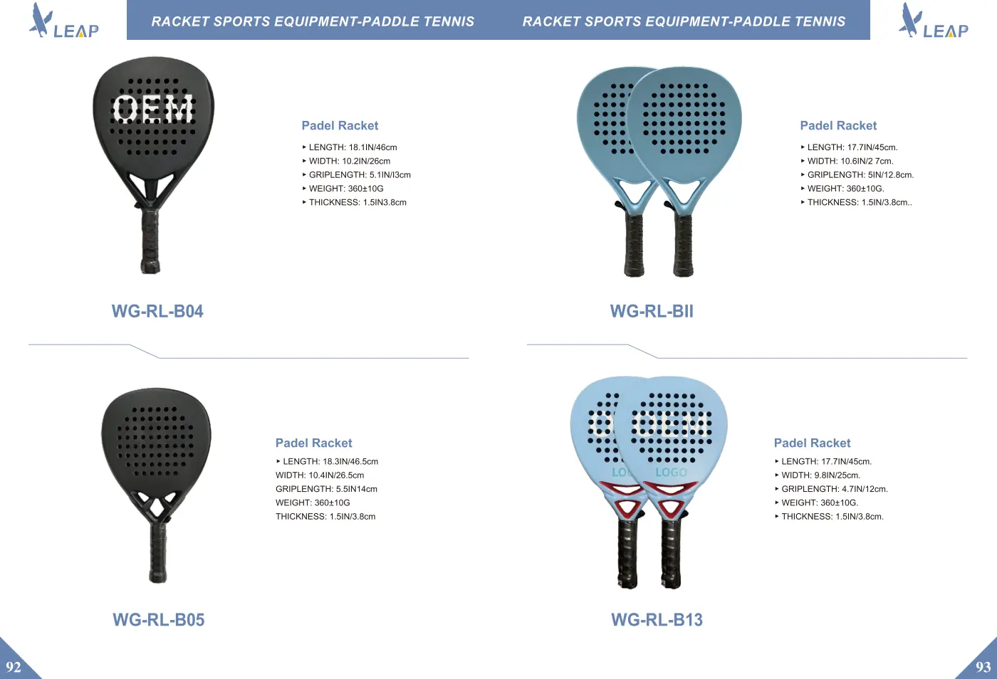 Racket Sports · Catalogue sheet 5
