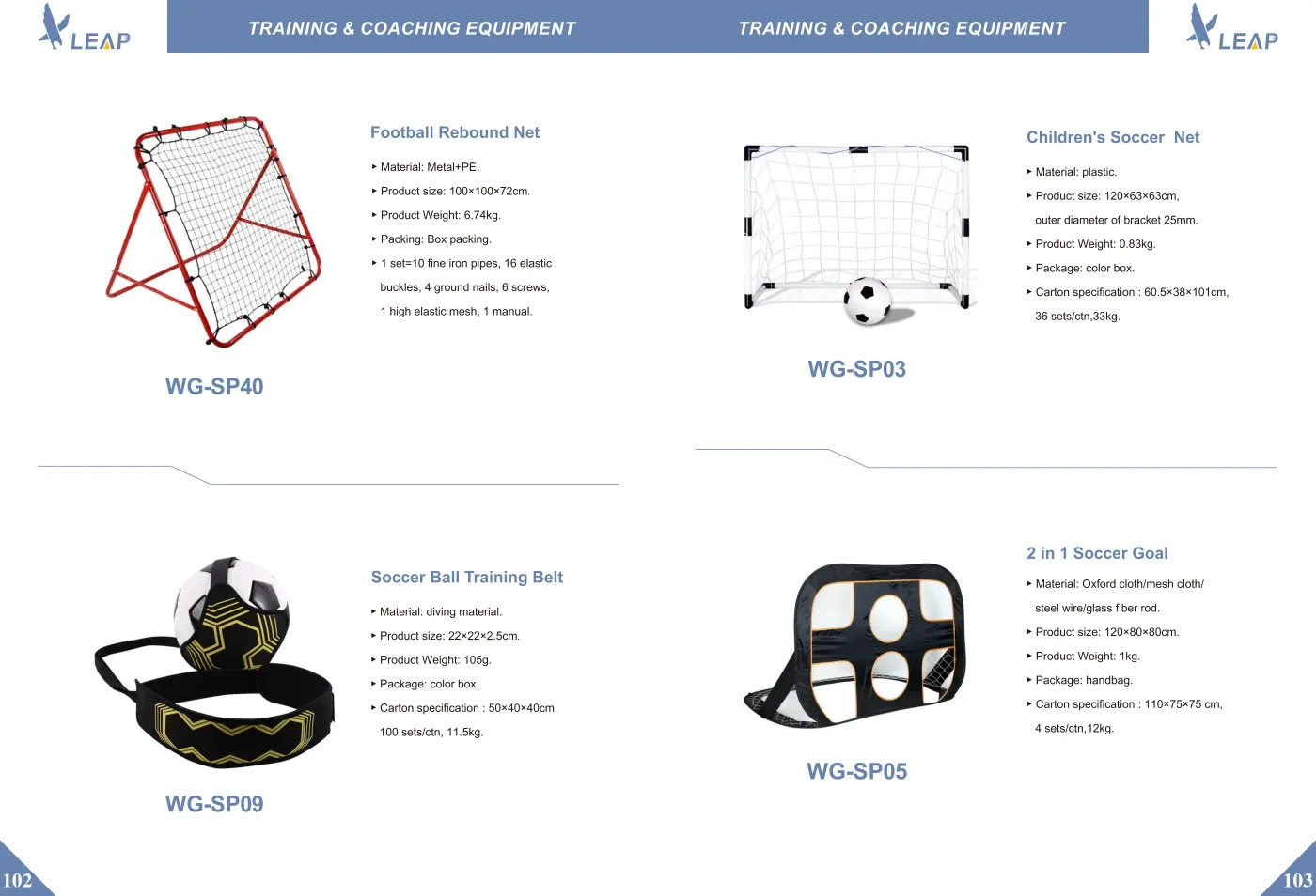 Training & Coaching Equipment · Catalogue sheet 4